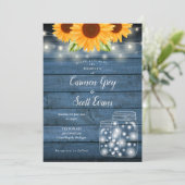 Sonnenblumen Mason Jar String Lights Rustische Hoc Einladung (Stehend Vorderseite)