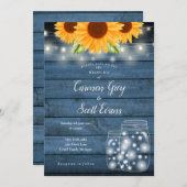 Sonnenblumen Mason Jar String Lights Rustische Hoc Einladung (Vorne/Hinten)
