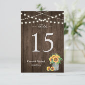 Sonnenblumen Mason Jar String Lights Tischnummer (Stehend Vorderseite)