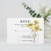 Sonnenblumen Mason Jar Wedding RSVP Karte (Stehend Vorderseite)