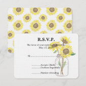 Sonnenblumen Mason Jar Wedding RSVP Karte (Vorne/Hinten)
