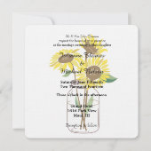 Sonnenblumen Mason Jars Wedding Einladung (Vorderseite)