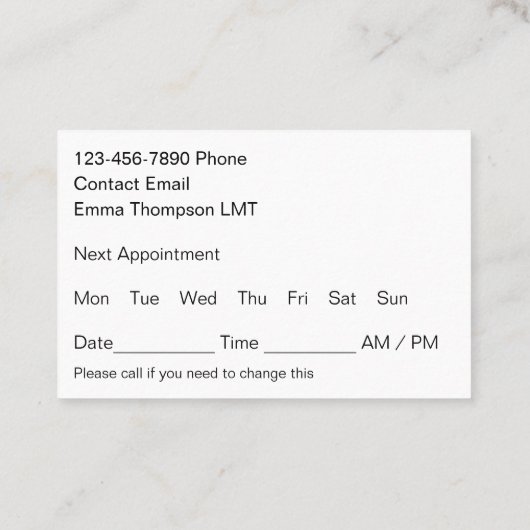 Sonnenblumen Massage Ernennung Visitenkarten Visitenkarte (Rückseite)