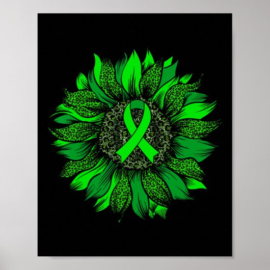 Sonnenblumen Mental Health Awareness Green Ribbon  Poster (Vorne)