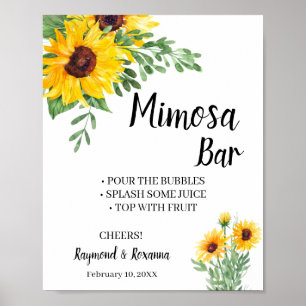 Sonnenblumen Mimosa Bar Brautparty Hochzeitsschild Poster
