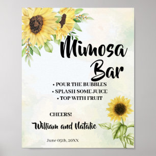 Sonnenblumen Mimosa Bar Brautparty Hochzeitsschild Poster