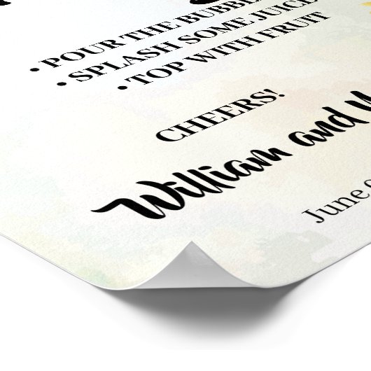 Sonnenblumen Mimosa Bar Hochzeitszeichen Poster (Ecke)