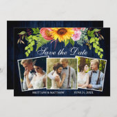 Sonnenblumen Mischblauer Blumenkohl 3 Foto Save The Date (Vorne/Hinten)