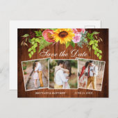 Sonnenblumen Mischblütendes Holz 3 Foto Save the D Postkarte (Vorne/Hinten)