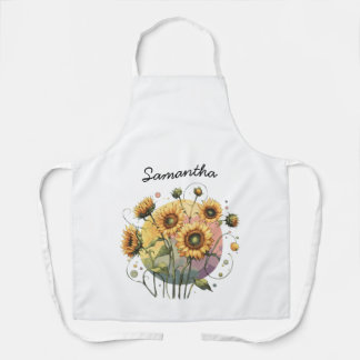 Sonnenblumen mit anpassbarem Namen Schürze