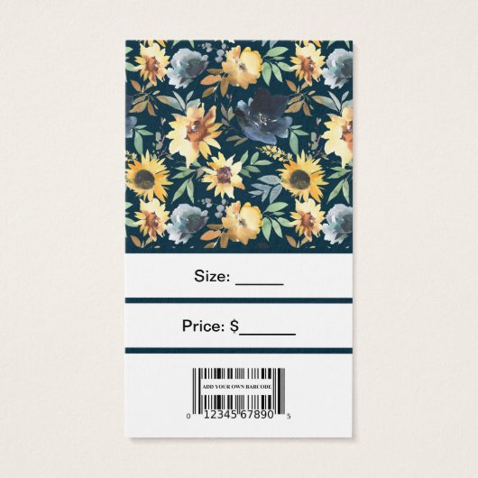 Sonnenblumen mit Bar Code-Preisschildern (Rückseite)