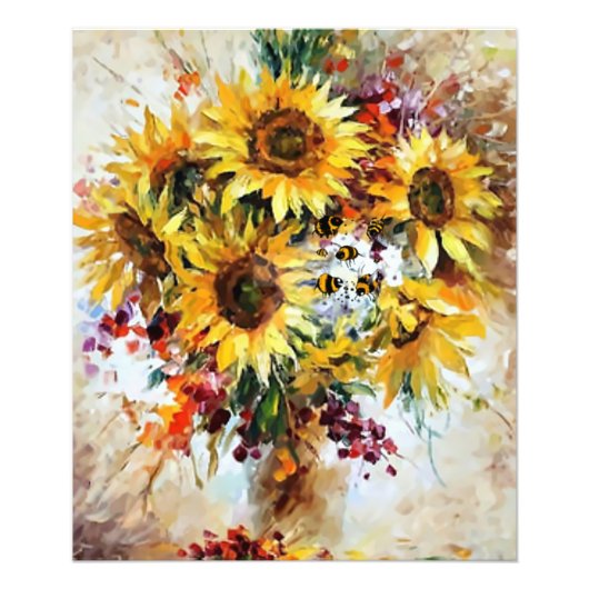 Sonnenblumen mit Bienen Fotodruck (Vorne)