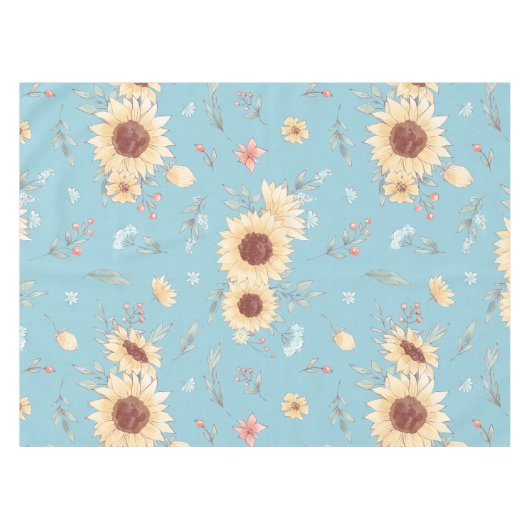 Sonnenblumen mit blauem Hintergrund Tischdecke (Vorderseite (Horizontal))