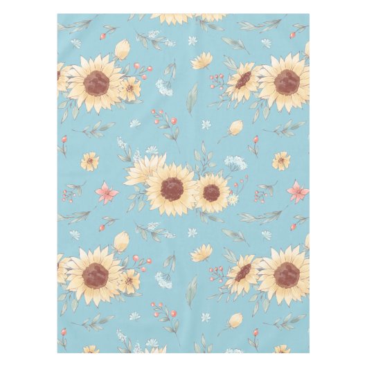 Sonnenblumen mit blauem Hintergrund Tischdecke (Vorderseite)