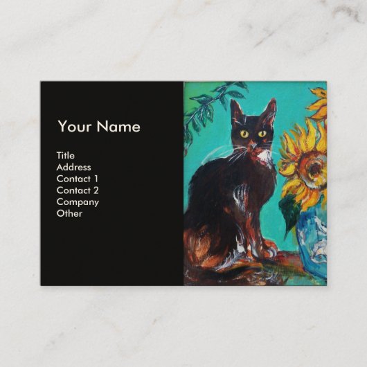 SONNENBLUMEN MIT CAT VISITENKARTE (Vorderseite)