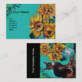 SONNENBLUMEN MIT CAT VISITENKARTE (Vorne/Hinten)