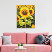 Sonnenblumen mit einem Blauen Schmetterling Leinwanddruck (Insitu (Wohnzimmer))
