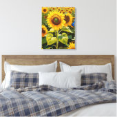 Sonnenblumen mit einem Blauen Schmetterling Leinwanddruck (Insitu (Schlafzimmer))