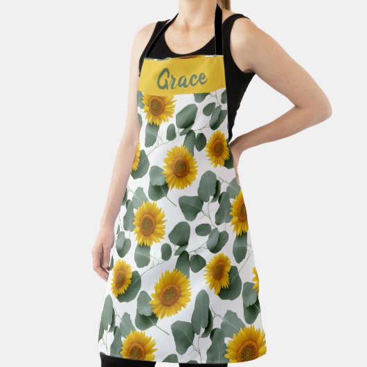 Sonnenblumen mit Eukalyptusblätter-Muster individu Schürze (InSitu)