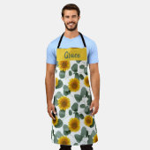 Sonnenblumen mit Eukalyptusblätter-Muster individu Schürze (Getragen)
