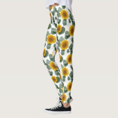 Sonnenblumen mit Eukalyptusblätter-Muster Leggings (Links)