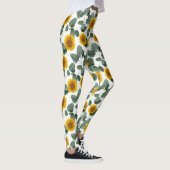 Sonnenblumen mit Eukalyptusblätter-Muster Leggings (Rechts)