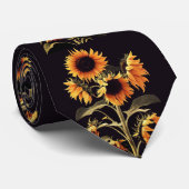 SONNENBLUMEN MIT GRÜNEN BLÄTTER IN SCHWARZ KRAWATTE (Gerollt)