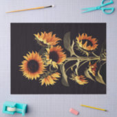 SONNENBLUMEN MIT GRÜNEN BLÄTTER IN SCHWARZ SEIDENPAPIER (Basteln)