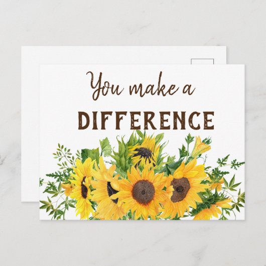 Sonnenblumen mit Ihnen machen einen Unterschied An Postkarte (Vorne/Hinten)