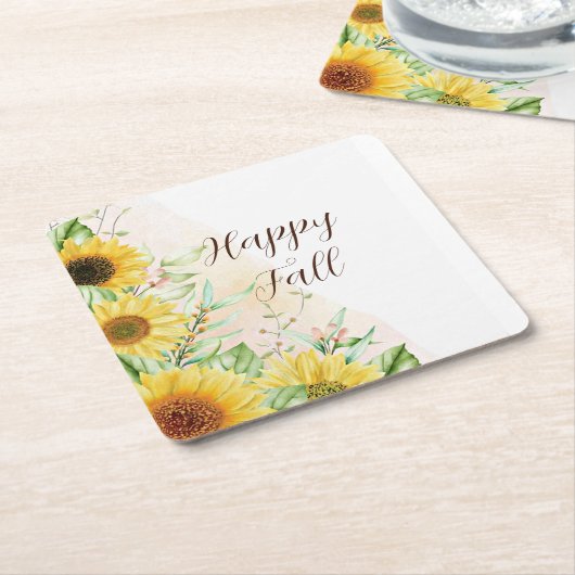 Sonnenblumen mit individualisierbarem Text Rechteckiger Pappuntersetzer (angewinkelt)