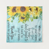 Sonnenblumen mit inspirierendem Gebet-Zitat—Glaube Wandteppich (Vorderseite (Horizontal))