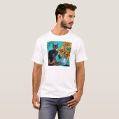 SONNENBLUMEN MIT KATZE IN BLAUEM TURQUOISE T-Shirt (Vorne ganz)