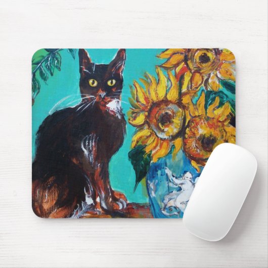 Sonnenblumen mit Katze Mousepad (Mit Mouse)