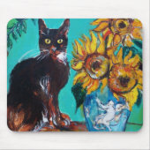 Sonnenblumen mit Katze Mousepad (Vorne)