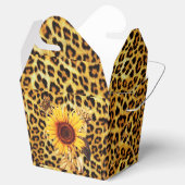 SONNENBLUMEN MIT LEOPARD FUR BOW SOMMER PARTY GESCHENKSCHACHTEL (Geöffnet)