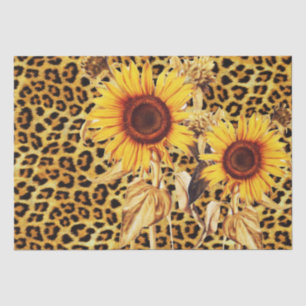SONNENBLUMEN MIT LEOPARD FUR BOW SOMMER PARTY SEIDENPAPIER