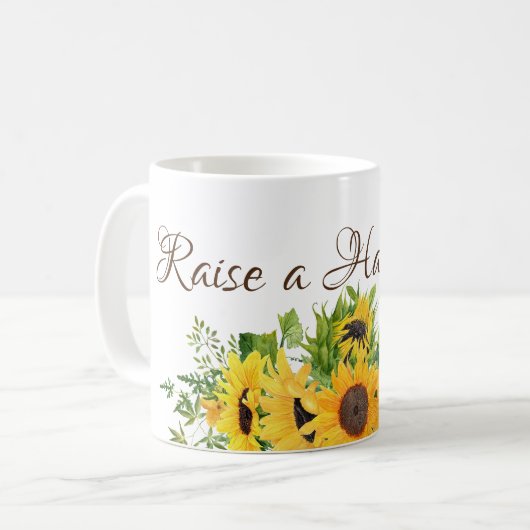 Sonnenblumen mit Raise a Halleluja Kaffeetasse (Vorderseite Links)
