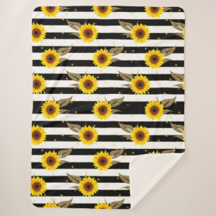 Sonnenblumen mit schwarzen und weißen horizontalen sherpadecke