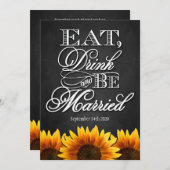 Sonnenblumen mit schwarzer Halbpension Einladung z (Vorne/Hinten)