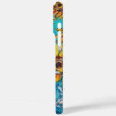 SONNENBLUMEN MIT SCHWARZER KATZE IN BLAUEM TURQUOI Case-Mate iPhone HÜLLE (Rückseite / Links)