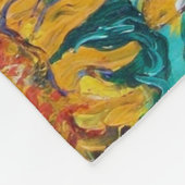 SONNENBLUMEN MIT SCHWARZER KATZE IN BLAUEM TURQUOI FLEECEDECKE (Ecke)