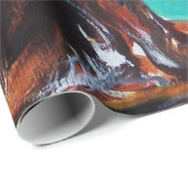 SONNENBLUMEN MIT SCHWARZER KATZE IN BLAUEM TURQUOI GESCHENKPAPIER (Rolleneckpunkt)