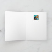 SONNENBLUMEN MIT SCHWARZER KATZE IN BLAUEM TURQUOI KARTE (Innenseite)