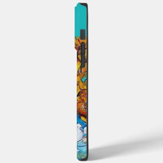 SONNENBLUMEN MIT SCHWARZER KATZE IN BLUE TURQUOISE Case-Mate iPhone HÜLLE (Rückseite / Links)