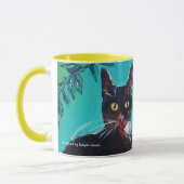 SONNENBLUMEN MIT SCHWARZER KATZE IN BLUE TURQUOISE TASSE (Links)