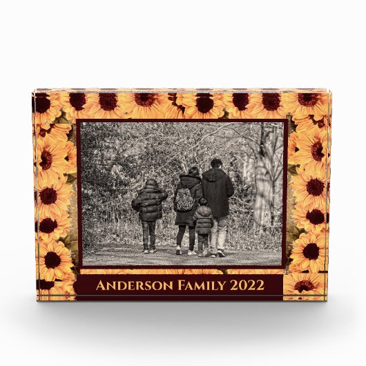 Sonnenblumen mit Textblock-Foto Fotoblock (Vorderseite)