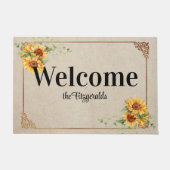 Sonnenblumen mit Vintagem Individuelle Name Fußmatte (Vorderseite)