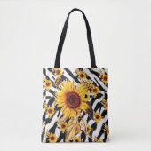 SONNENBLUMEN MIT ZEBRA HAUT TASCHE (Vorderseite)
