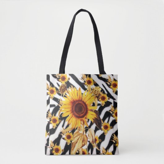 SONNENBLUMEN MIT ZEBRA HAUT TASCHE (Vorderseite)