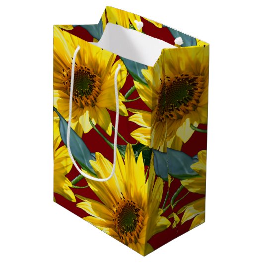 Sonnenblumen Mittlere Geschenktüte (Vorderseite Schrägansicht)